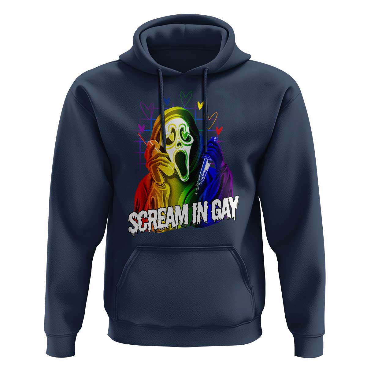 Halloween LGBT Hoodie Scream In Gay Ghost Murderer Rainbow