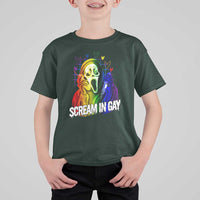 Halloween LGBT T Shirt For Kid Scream In Gay Ghost Murderer Rainbow - Wonder Print Shop