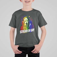 Halloween LGBT T Shirt For Kid Scream In Gay Ghost Murderer Rainbow - Wonder Print Shop