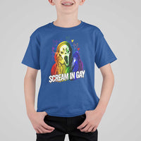 Halloween LGBT T Shirt For Kid Scream In Gay Ghost Murderer Rainbow - Wonder Print Shop