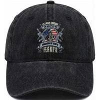 US Veterans Washed Cotton Baseball Cap As I Walk Through The Valley Of The Shadow Of Death I Fear No Evil