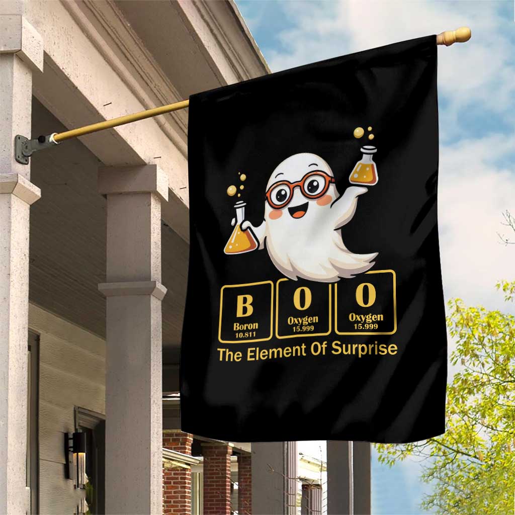 Halloween Chemistry Garden Flag Boo The Element Of Surprise Ghost Nerd - Wonder Print Shop