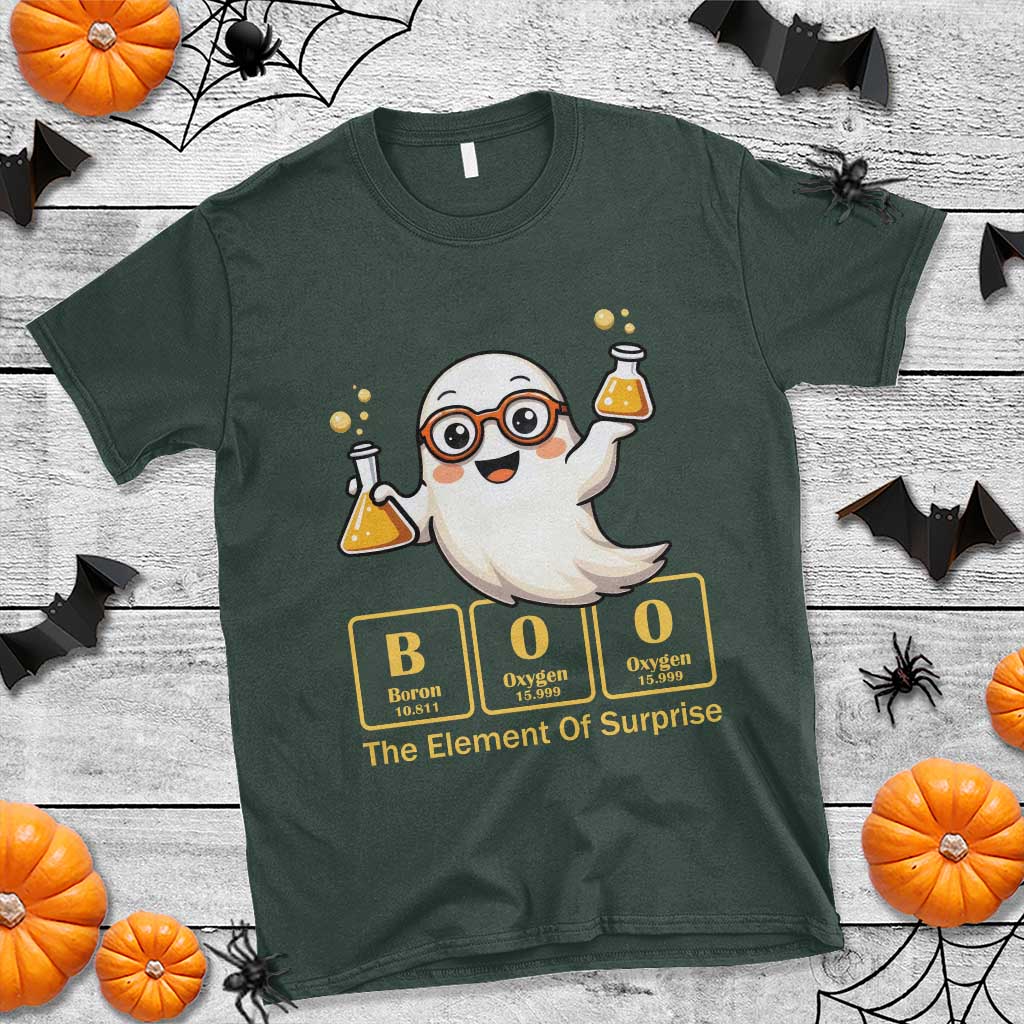 Halloween Chemistry T Shirt Boo The Element Of Surprise Ghost Nerd - Wonder Print Shop