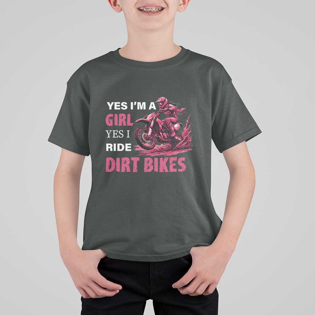 Yes I'm A Girl Yes I Ride Dirt Bikes T Shirt For Kid Motocross Biker - Wonder Print Shop