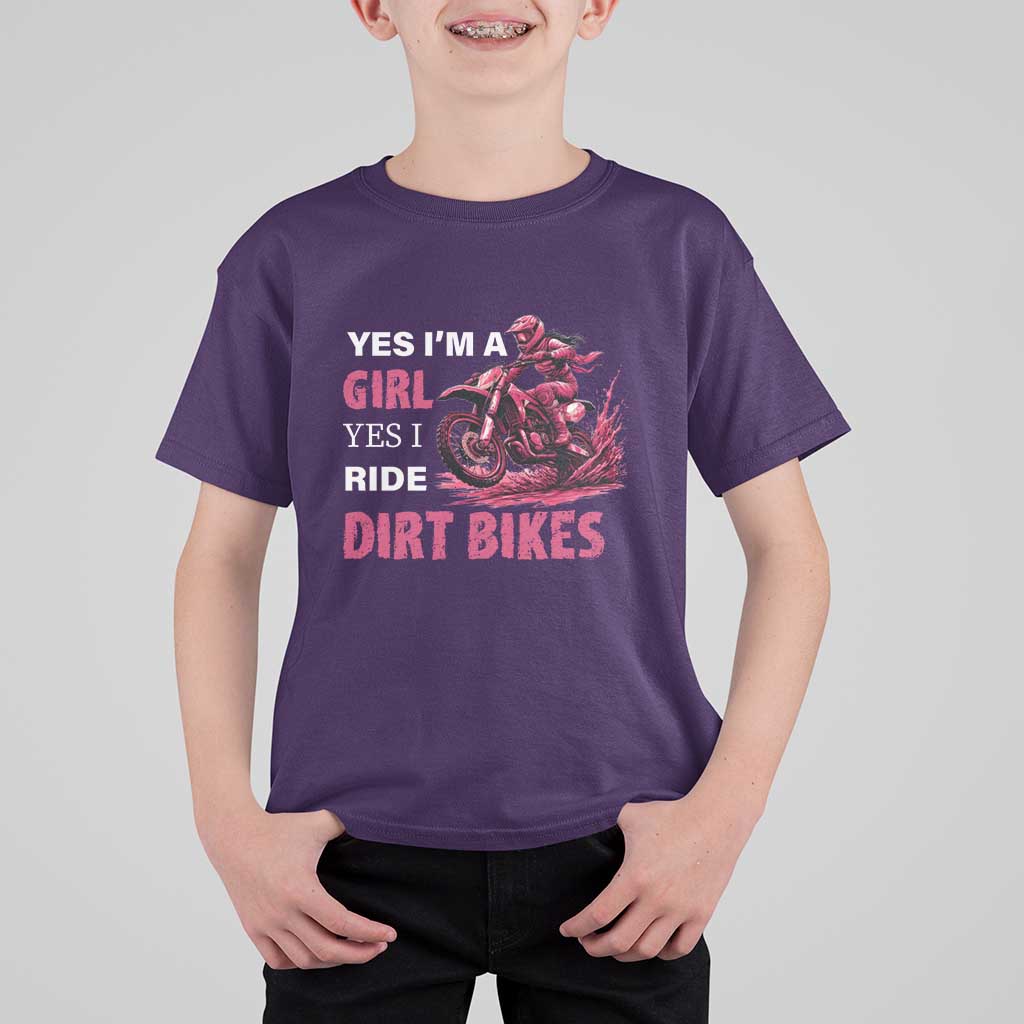Yes I'm A Girl Yes I Ride Dirt Bikes T Shirt For Kid Motocross Biker - Wonder Print Shop