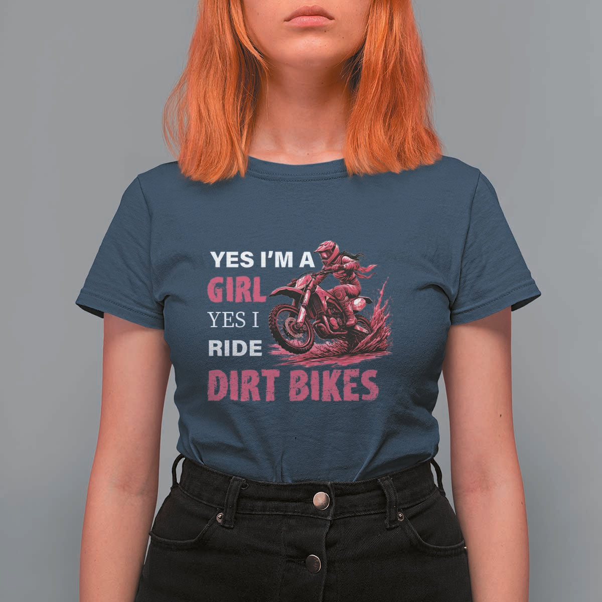 Yes I'm A Girl Yes I Ride Dirt Bikes T Shirt For Women Motocross Biker - Wonder Print Shop