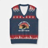 Dirt Bike V-Neck Knit Sweater Vest If Dirt Ain't Flyin You Ain't Tryin Vintage Rider - Wonder Print Shop