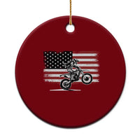 Dirt Bike Woman Rider Ceramic Ornament American Flag Motocross Biker - Wonder Print Shop