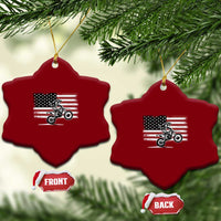 Dirt Bike Woman Rider Ceramic Ornament American Flag Motocross Biker - Wonder Print Shop