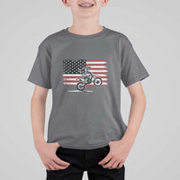 Dirt Bike Woman Rider T Shirt For Kid American Flag Motocross Biker - Wonder Print Shop