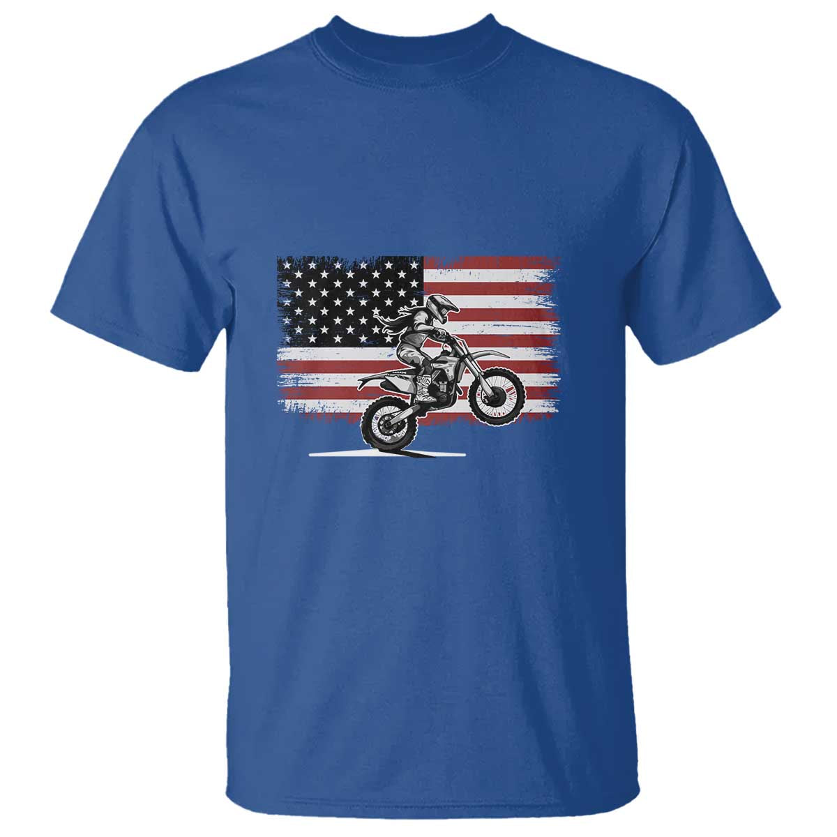 Dirt Bike Woman Rider T Shirt American Flag Motocross Biker - Wonder Print Shop