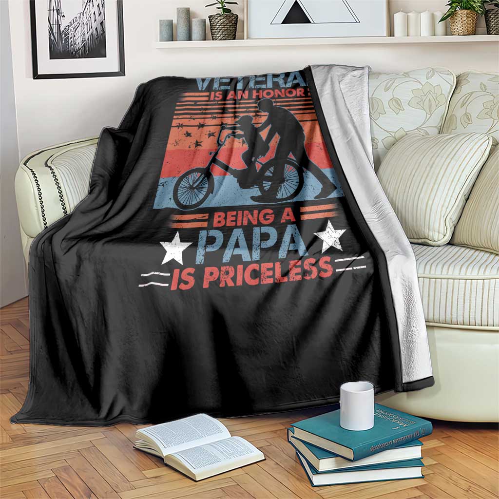 Veteran Father Throw Blanket Being A Veteran Is An Honor Being A Papa Is Priceless