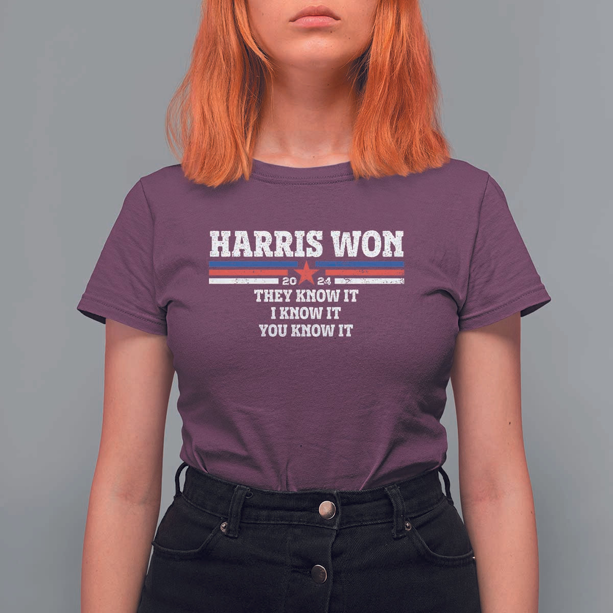 Harris Won 2024 T Shirt For Women They I And You Know It US Election - Wonder Print Shop