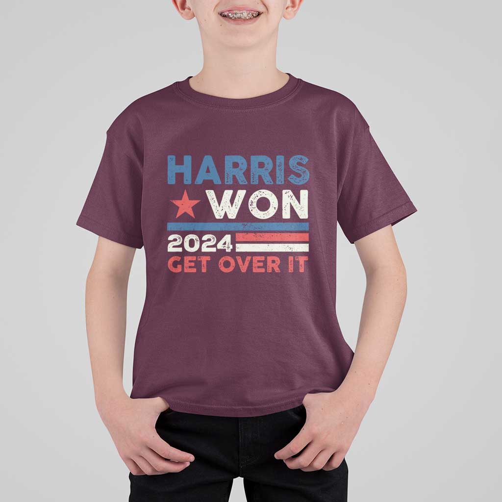 Harris Won 2024 Get Over It T Shirt For Kid Presidential Election - Wonder Print Shop
