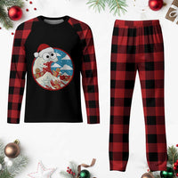 Funny Christmas Plaid Pajama Set Santa Tsunami Is Eating Ginger Bread Xmas - Wonder Print Shop