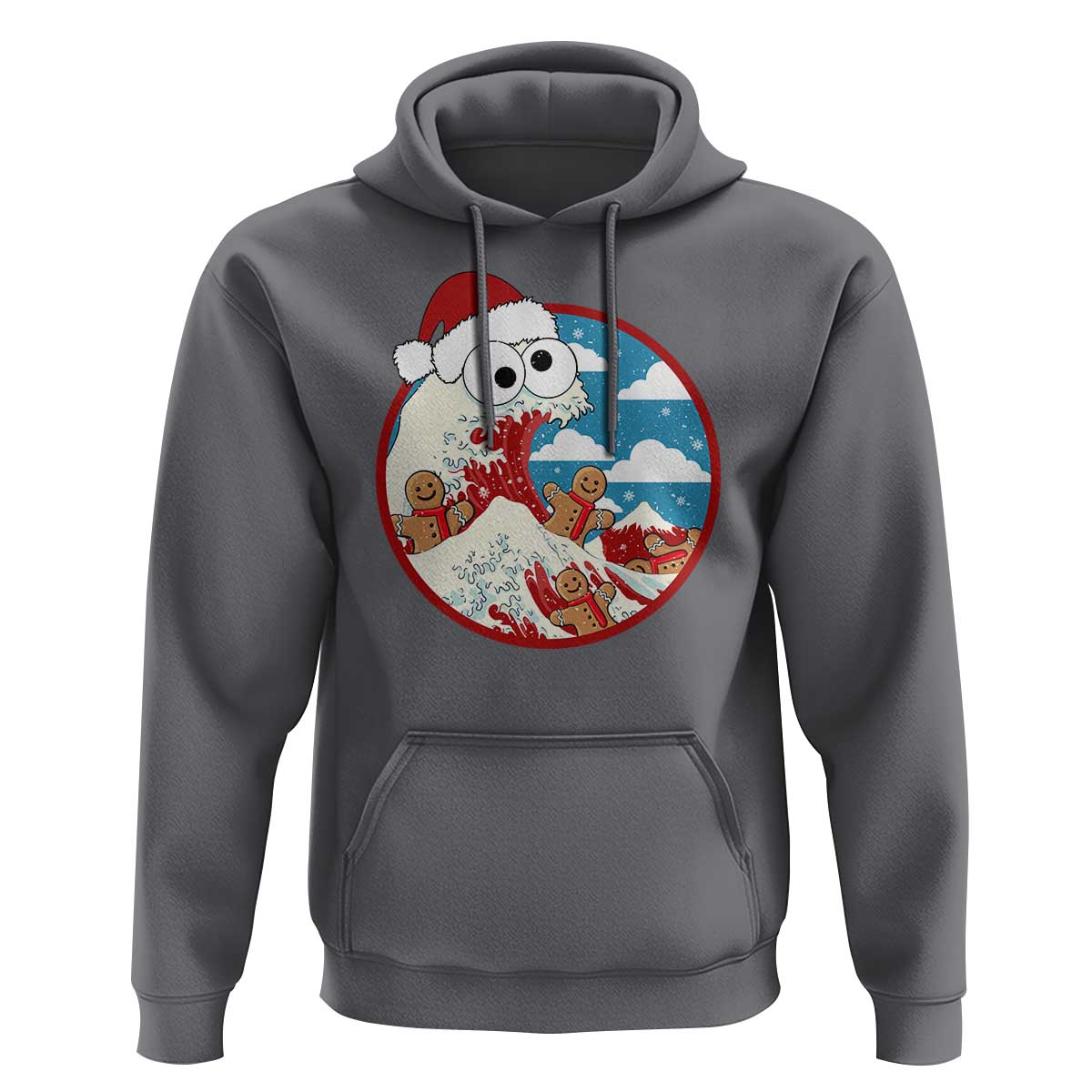 Funny Christmas Hoodie Santa Tsunami Is Eating Ginger Bread Xmas
