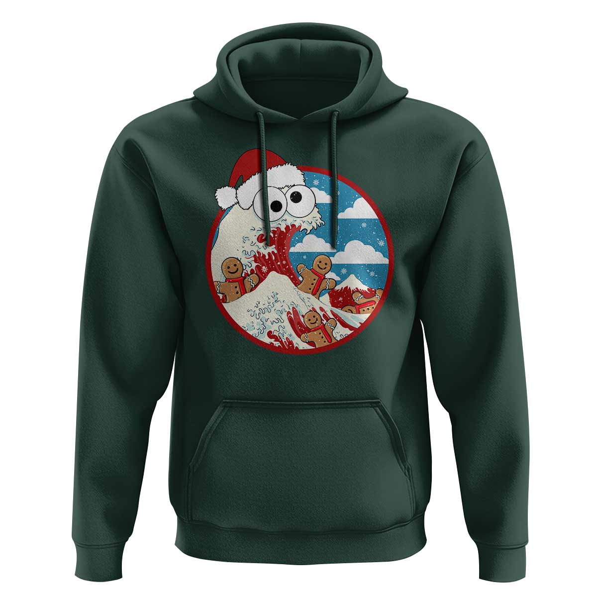 Funny Christmas Hoodie Santa Tsunami Is Eating Ginger Bread Xmas