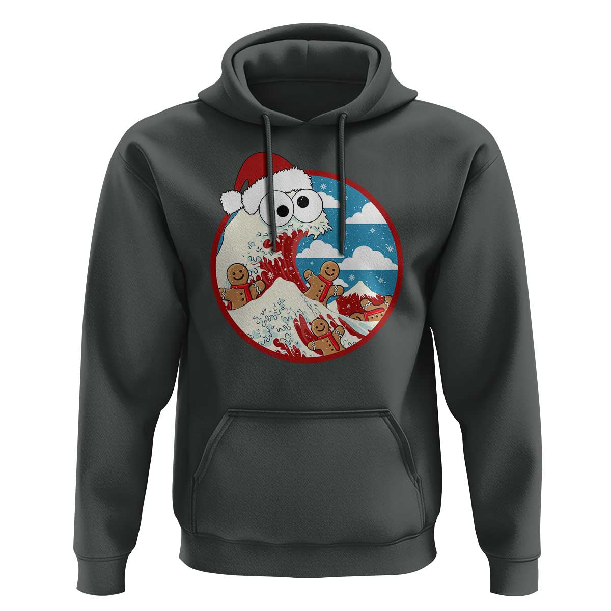 Funny Christmas Hoodie Santa Tsunami Is Eating Ginger Bread Xmas