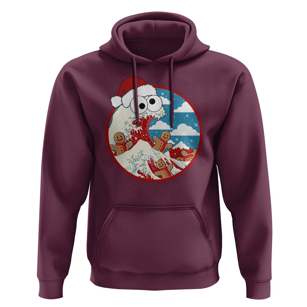 Funny Christmas Hoodie Santa Tsunami Is Eating Ginger Bread Xmas