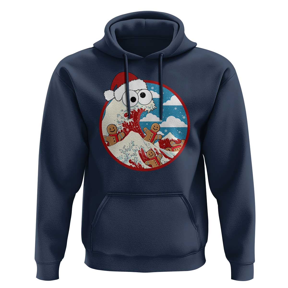 Funny Christmas Hoodie Santa Tsunami Is Eating Ginger Bread Xmas