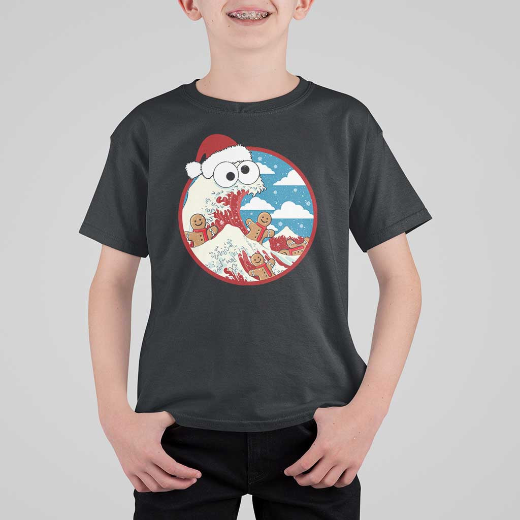 Funny Christmas T Shirt For Kid Santa Tsunami Is Eating Ginger Bread Xmas - Wonder Print Shop