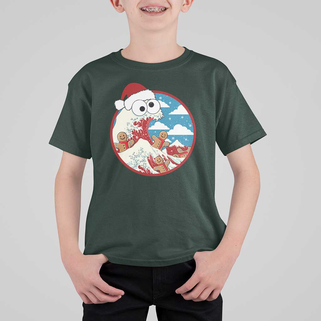 Funny Christmas T Shirt For Kid Santa Tsunami Is Eating Ginger Bread Xmas - Wonder Print Shop
