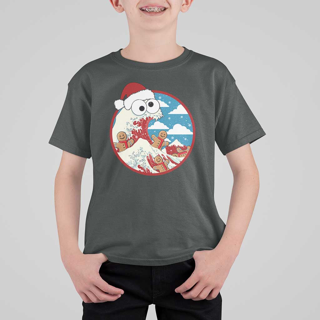 Funny Christmas T Shirt For Kid Santa Tsunami Is Eating Ginger Bread Xmas - Wonder Print Shop