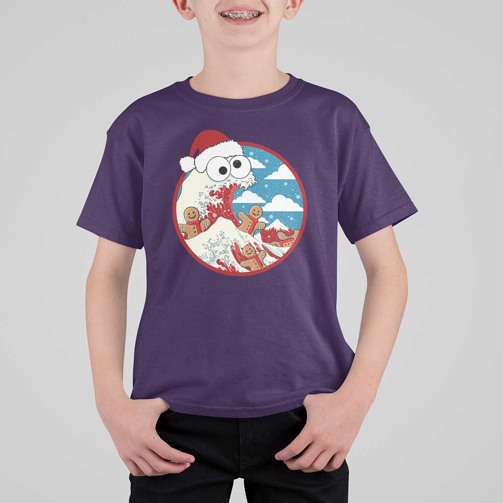 Funny Christmas T Shirt For Kid Santa Tsunami Is Eating Ginger Bread Xmas - Wonder Print Shop