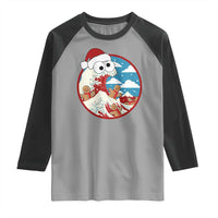 Funny Christmas Raglan Shirt Santa Tsunami Is Eating Ginger Bread Xmas - Wonder Print Shop