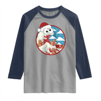 Funny Christmas Raglan Shirt Santa Tsunami Is Eating Ginger Bread Xmas - Wonder Print Shop