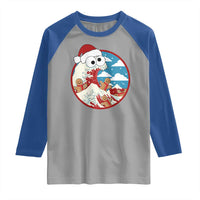 Funny Christmas Raglan Shirt Santa Tsunami Is Eating Ginger Bread Xmas - Wonder Print Shop
