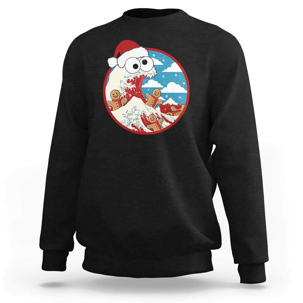 Funny Christmas Sweatshirt Santa Tsunami Is Eating Ginger Bread Xmas - Wonder Print Shop