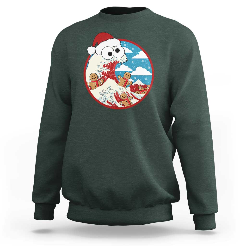 Funny Christmas Sweatshirt Santa Tsunami Is Eating Ginger Bread Xmas - Wonder Print Shop