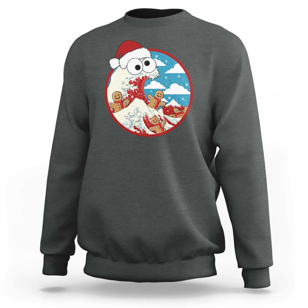 Funny Christmas Sweatshirt Santa Tsunami Is Eating Ginger Bread Xmas - Wonder Print Shop
