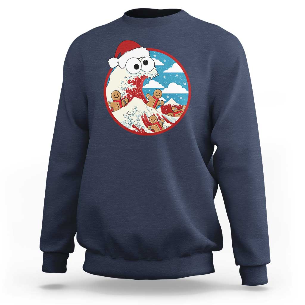 Funny Christmas Sweatshirt Santa Tsunami Is Eating Ginger Bread Xmas - Wonder Print Shop