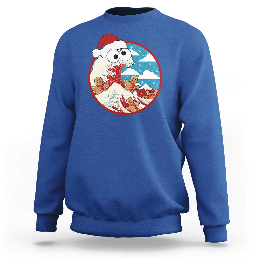 Funny Christmas Sweatshirt Santa Tsunami Is Eating Ginger Bread Xmas - Wonder Print Shop