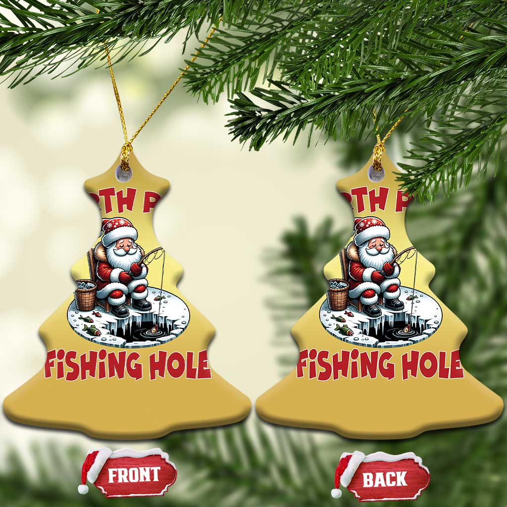 Funny Xmas Fishing Christmas Ornament North Pole Fishing Hole Cute Santa - Wonder Print Shop