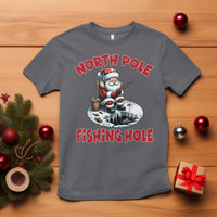 Funny Christmas Fishing T Shirt North Pole Fishing Hole Cute Santa - Wonder Print Shop