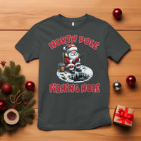 Funny Christmas Fishing T Shirt North Pole Fishing Hole Cute Santa - Wonder Print Shop
