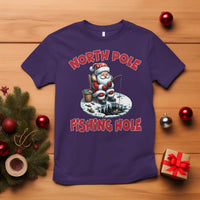 Funny Christmas Fishing T Shirt North Pole Fishing Hole Cute Santa - Wonder Print Shop