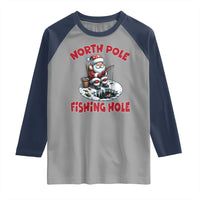 Funny Christmas Fishing Raglan Shirt North Pole Fishing Hole Cute Santa - Wonder Print Shop