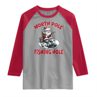 Funny Christmas Fishing Raglan Shirt North Pole Fishing Hole Cute Santa - Wonder Print Shop