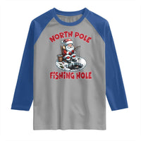 Funny Christmas Fishing Raglan Shirt North Pole Fishing Hole Cute Santa - Wonder Print Shop