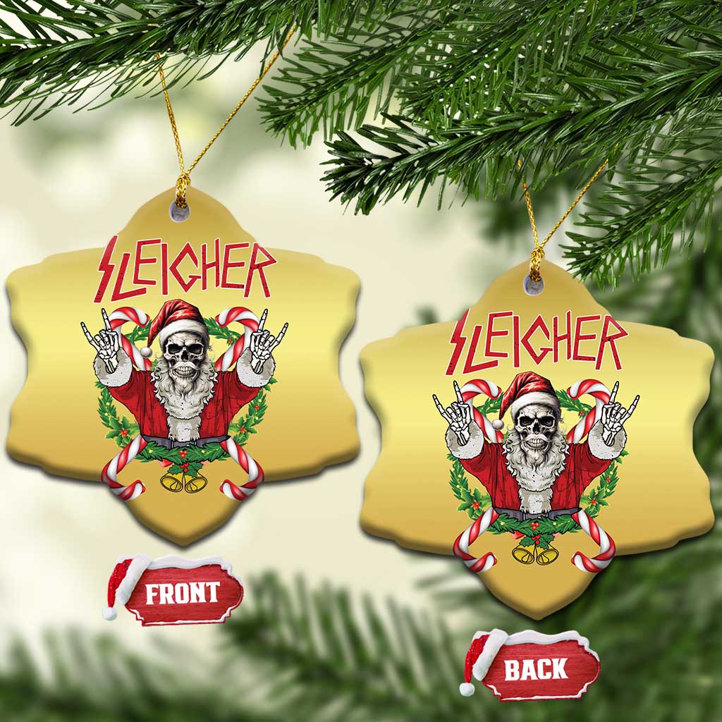 Xmas Heavy Metal Christmas Ornament Sleigher Skeleton Santa Xmas Wreath - Wonder Print Shop