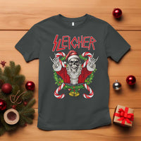 Christmas Heavy Metal T Shirt Sleigher Skeleton Santa Xmas Wreath - Wonder Print Shop