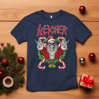 Christmas Heavy Metal T Shirt Sleigher Skeleton Santa Xmas Wreath - Wonder Print Shop