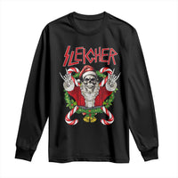 Christmas Heavy Metal Long Sleeve Shirt Sleigher Skeleton Santa Xmas Wreath