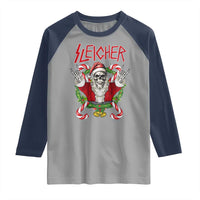Christmas Heavy Metal Raglan Shirt Sleigher Skeleton Santa Xmas Wreath - Wonder Print Shop