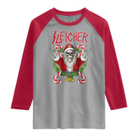Christmas Heavy Metal Raglan Shirt Sleigher Skeleton Santa Xmas Wreath - Wonder Print Shop