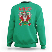 Christmas Heavy Metal Sweatshirt Sleigher Skeleton Santa Xmas Wreath - Wonder Print Shop